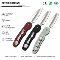 Couteau pliant G10, couteau de poche EDC, couteau pliant d'extérieur, lame en acier 9Cr18MoV, camping, vente en gros, outil de poche personnalisé