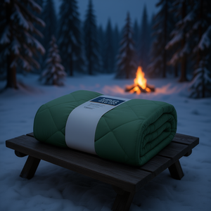 Winter <b>Quilted</b> <b>Blanket</b> XL Jade Green Polyester Synthetic Fiber Reversible Comfortable Indoor Camping Use Machine Washable Unisex - Product Image 2