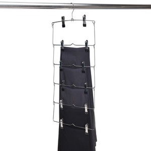 Inspring quần kim loại móc tiết kiệm không gian đa lớp quần áo móc áo với <span class=keywords><strong>clip</strong></span> - Product Image 6