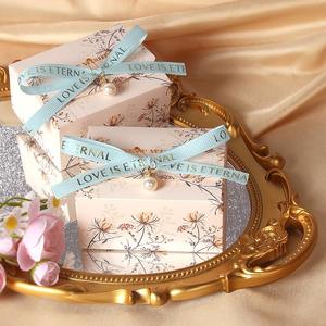 Boîte à bonbons de mariage de luxe en gros RTS, 9,5*7,5*4,6 cm, forme rectangulaire, emballage cadeau en papier avec ruban pour boîtes à papier de fête - Product Image 6