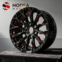 Jantes forgées personnalisées 6 trous, noir brillant avec accents rouges, de 18, 19, 20, 21, 22, 23 et 24 pouces pour la modification des SUV grand format Tahoe, Yukon, Suburban