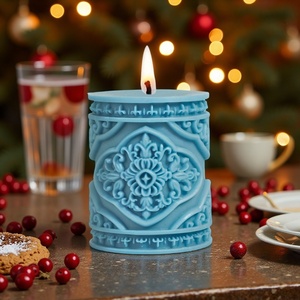 Moule à bougie en silicone réutilisable écologique de forme cylindrique à motifs traditionnels pour la décoration de la maison Bougies parfumées - Product Image 1