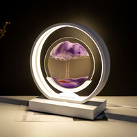 Lampe de table LED avec sable mouvant dynamique en forme de sablier, décoration artistique 3D, peinture cinétique, lumière nocturne