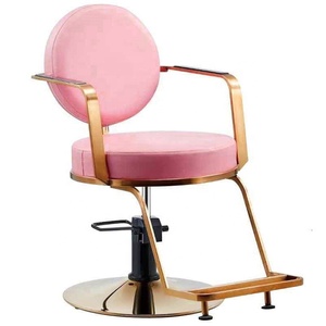 Hot Sale Beauty Salon Equipment Hairdressing Barber Chair pink and Gold Hair Stylist Chair - Product Image 1