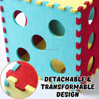 Casa de Fieltro para Gatos de Ensamblaje DIY, Cubo Transpirable con Múltiples Agujeros, Túnel Escondite para Gatos