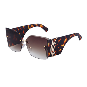 Thời trang không khung tỉa Cat Eye Sunglasses Nữ Cá Tính rộng gương chân kính mát nữ - Product Image 5