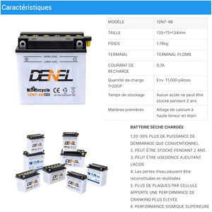 Batterie de moto à démarrage <span class=keywords><strong>YTX7</strong></span> 12V 7Ah au plomb chargé séché en usine - Product Image 6