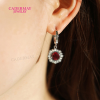 Boucles d'oreilles clous en rubis de laboratoire rouge sang de pigeon, collier et bague en moissanite pour femme, bijoux en argent S925 pour fiançailles et mariage