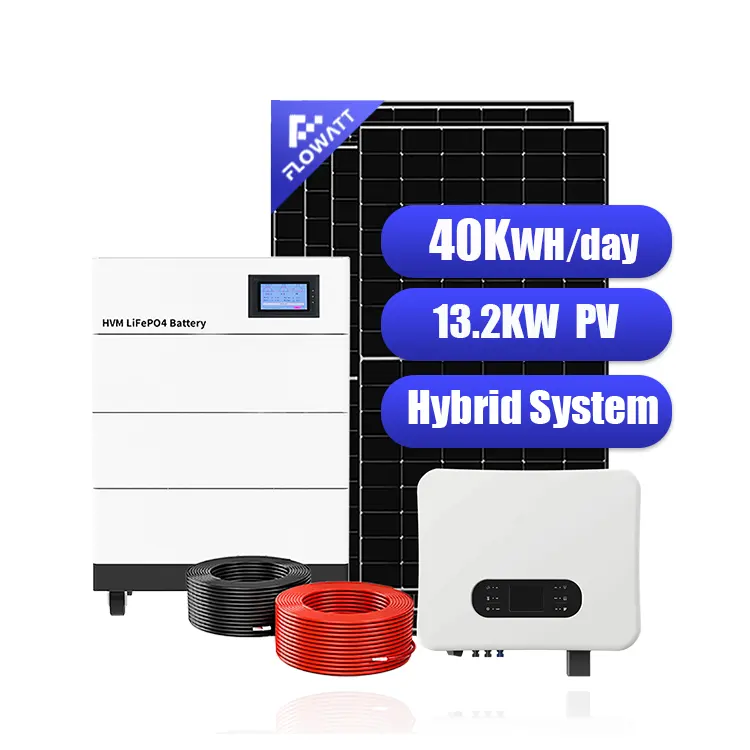 Flowatt più economico sistema ibrido completo di energia solare 4kw 10kw 20kva 40kw On Off Grid generatore solare energia solare sistema domestico