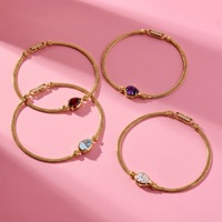 Brazalete de Cristal Colorido en Forma de Lágrima SongYi para Mujer, Cadena de Serpiente en Tono Dorado, Brazalete de Moda
