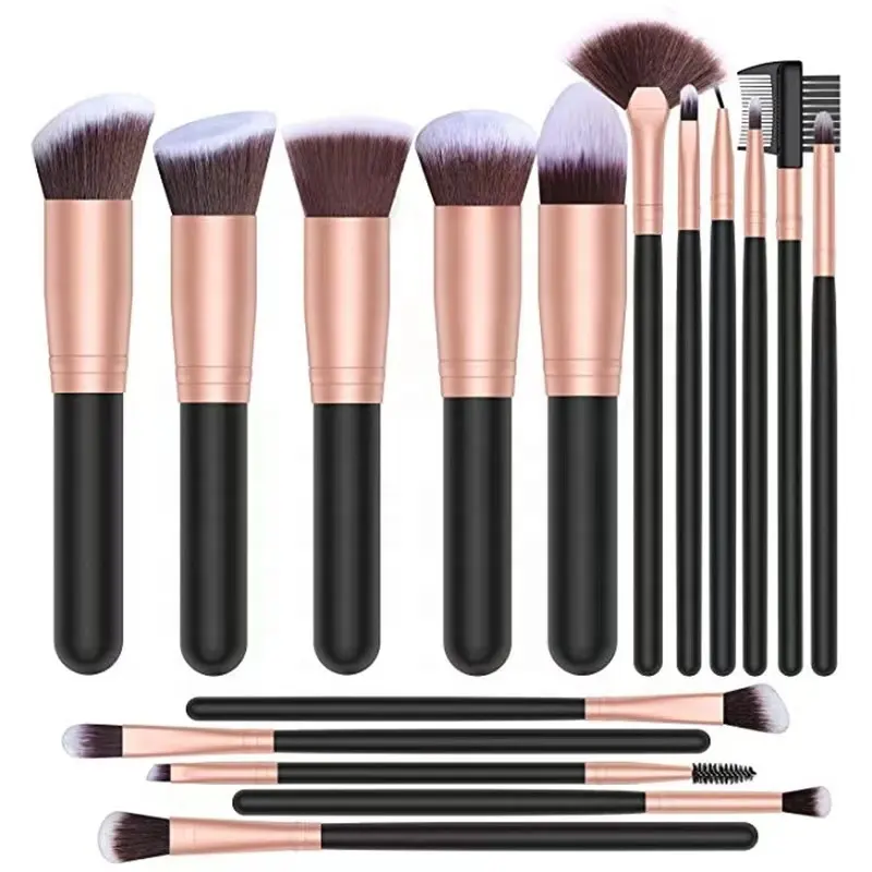 Amazon Best Seller Custom Logo Makeup Brushes 16pcs Black Handle Custom Make-up Brush Synthetic Professional Makeup Brushes Kits