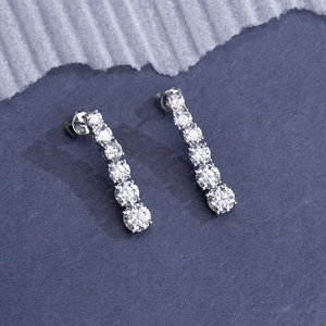 Boucles d'oreilles en or blanc 14 carats avec diamants ronds Messi Jewelry MSE-888 pour femmes - Product Image 1