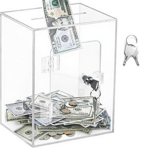 Yetişkinler ve Çocuklar İçin Kilitli Özel Akrilik Bozuk Para Kutusu, Açılır Para Biriktirme Kutusu, Bozuk Para Saklama Kutusu - Product Image 1