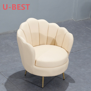 Fauteuil U-BEST Demers Barrel avec pieds en laiton pour salon, café, restaurant, style velours, chaise longue en tissu - Product Image 5
