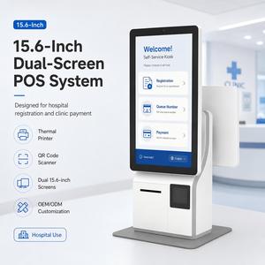 <span class=keywords><strong>Caja</strong></span> <span class=keywords><strong>Registradora</strong></span> POS de Doble Pantalla de 15.6 Pulgadas, Vertical y Horizontal, con Impresora y Escáner de Códigos QR - Product Image 1