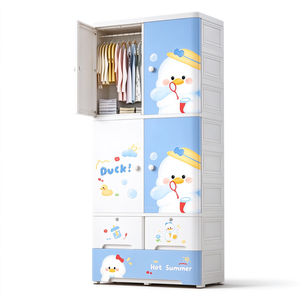 Bubble Duck Printed Children Plastic Closet 75cm Wide Baby Garment &amp; Toy Storage Wardrobe - Product Image 2
