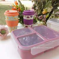 Fiambrera Bento de plástico reutilizable para niños y adultos, fiambreras para llevar, contenedores de almacenamiento de alimentos a prueba de fugas, aptas para microondas