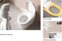 WC intelligent de luxe pour femme avec télécommande et siège chauffant, économie d'eau, évacuation en P, pour sanitaires