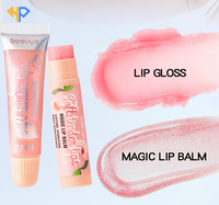 Ensemble de 2 pièces : Rouge à lèvres aux fruits, baume et exfoliant pour les lèvres, ensemble exfoliant et baume pour les lèvres, rouge à lèvres chaud et hydratant + huile à lèvres perlée