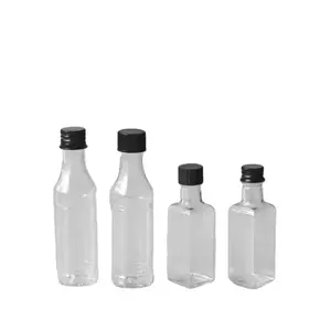 Gıda sınıfı PET şeffaf 50ml 70ml 100ml 120ml plastik mutfak sağlık sertifikası ile ucuz fiyatlarla şişe yağ şişe
