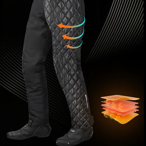 Pantalon de moto pour homme en velours côtelé noir d'hiver, taille élastique mi-haute, à libération rapide, coupe-vent, chaud, anti-chute, pantalon de course - Product Image 5