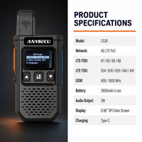 ANYSECU C528 4G LTE Global POC Talkie-walkie 2W 2800mAh Type-C GPS en option Radio réseau portable Interphone B38