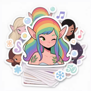 Custom <b>Waterproof</b> Gel Sticker Labels Die Cut & Kiss Cut Eco-Friendly UV <b>Varnished</b> Cartoon Pattern - Product Image 1