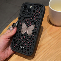 Coque de téléphone portable motif léopard papillon cool pour iPhone 16 17 18 Pro Max 14 13 – Personnalisez votre motif, couleur bonbon, coque arrière