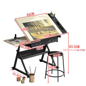 Tavolo da Disegno Bview Art Regolabile in Altezza, Scrivania per Artisti con Piano Inclinabile e 2 Cassetti portaoggetti - Product Image 2