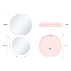 Vòng <span class=keywords><strong>Magnifying</strong></span> LED di động màn hình cảm ứng dễ thương trang điểm gương Vanity gương với đèn nhỏ gọn túi make up tay gương Logo - Product Image 4