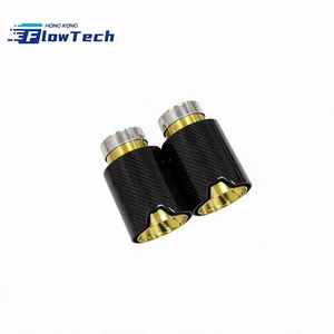 FlowTech <b>M</b> Style Carbon Fiber Exhaust Tip OD 102mm Inlet 76mm SS304 Gold Black Inner Options <b>for</b> M2/M3/M5/M6 Direct Fit - Product Image 2