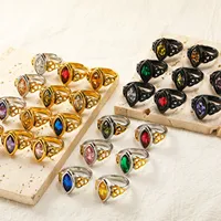 Marquise-Schliff Lila Zirkon Eingelegter Ring, Gedrehter Verzierter Bandring, Vergoldeter Edelstahl Modeschmuck Ring für Damen