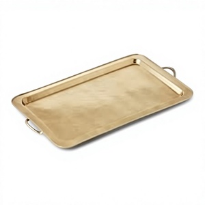 Services de table rectangulaires en bronze de qualité supérieure, couleur classique, émail, portables, compatibles lave-vaisselle, assiettes de service Delhi pour hôtels - Product Image 1