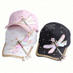 Casquette de baseball unisexe élégante à 5 panneaux en tissu courant, souple, à visière courte, effet cristal, vente en gros - Product Image 2