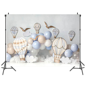 Fond de <span class=keywords><strong>photographie</strong></span> pour la fête du 1er anniversaire d'un nouveau-né, garçons et filles, fond photo pour smash cake, décoration de ballon à air chaud - Product Image 1