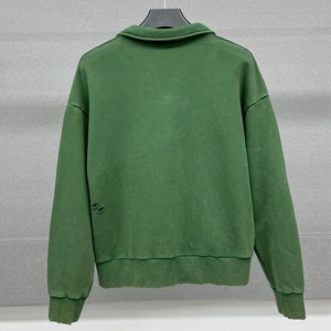 Sudadera con Capucha Estampada de Algodón Desgastado, Estilo Urbano, Personalizada, Gruesa, con Media Cremallera, Lavada al Ácido, Sudadera Extra Grande con Cierre de Cremallera - Product Image 2