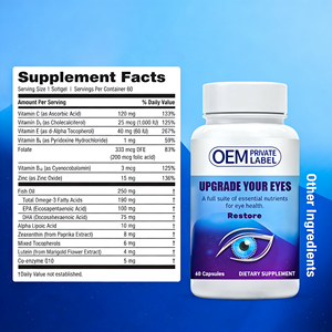 Integratore Naturale per la Salute degli Occhi OEM/ODM in Capsule con Luteina, Vitamina C, Vitamina D, Vitamina <span class=keywords><strong>E</strong></span> <span class=keywords><strong>e</strong></span> Olio di Pesce Omega-3, Confezione da 60 - Product Image 3