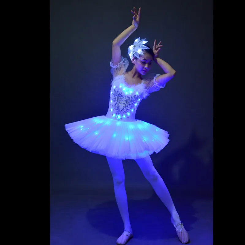 כחול זוהר בלט חצאית למבוגרים LED ריקוד חצאית עם אור pettiskirt ילדים תלבושות כיכר לילה אור נסיכת שמלה