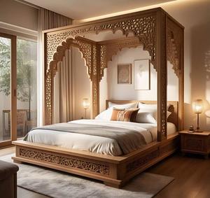 Juego de Muebles de Dormitorio de Madera Royal Villa, Cama King Size de Madera Sólida Exclusiva con Diseño de Tallado Lujoso para Interiores Impresionantes - Product Image 3