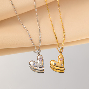 Türük DAICY ucuz fiyat dainty renkli zirkon kalp kolye paslanmaz çelik CZ yaka kolye kadınlar için moda takı - Product Image 3