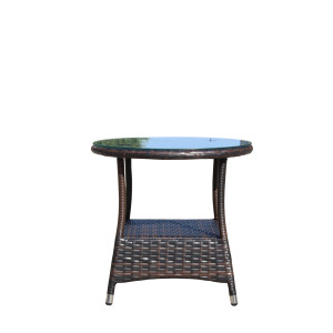 Outdoor <b>Round</b> Coffee <b>Table</b> With Clear Tempered Glass Top For <b>Patio</b> Use - Product Image 6