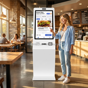 Kiosco de Centro Comercial con Pantalla Táctil de Autoservicio de 21.5 y 27 Pulgadas, con Soporte de Pie y Pago por Código QR <span class=keywords><strong>para</strong></span> Tiendas de Comida Rápida - Product Image 6
