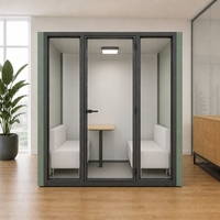 Cabines de bureau acoustiques modernes et amovibles, cabine de réunion quatre places, insonorisée, avec structure en aluminium, modulaire, pour salle de conférence ouverte