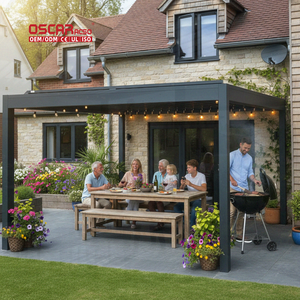 Toit rétractable automatique à persiennes avec <span class=keywords><strong>toile</strong></span> et rideaux <span class=keywords><strong>pour</strong></span> jardin, patio, balcon, abri <span class=keywords><strong>d</strong></span>'<span class=keywords><strong>ombrage</strong></span> extérieur, <span class=keywords><strong>pergola</strong></span> - Product Image 1