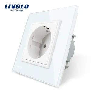 Livolo VL-C7C1EU-11 prise de courant Standard ue panneau de verre cristal blanc 220 ~ 250V 16A prise de courant murale