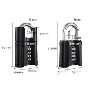 Tonyon Combination <b>Padlock</b> 95x55x26mm 4-Digit Black Waterproof For Doors Gates Warehouse - Product Image 1