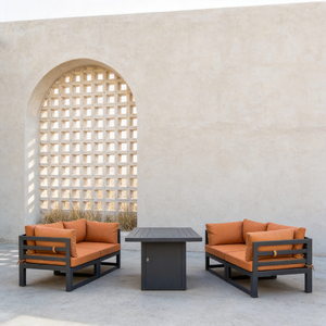 Conjunto de Muebles de Exterior con Recubrimiento en Polvo, en Forma de U, de Aluminio Impermeable y Teca, Sofá Modular Seccional para Jardín - Product Image 2