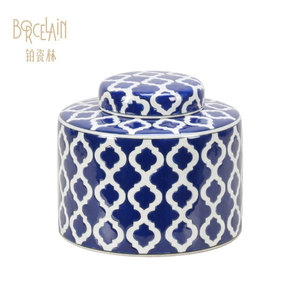 Couverture de boîte de mouchoirs en céramique fantaisie Design en porcelaine bleue et blanche Style traditionnel décoratif pour la maison - Product Image 4