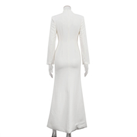 Robe de Soirée Longue Formelle avec Épaulettes Rembourrées, Zip au Dos et Fente Boutonnée, Élégante pour Femmes