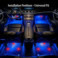 Lampes LED pour l'intérieur de la voiture 4 en 1 avec capteur de mouvement, éclairage ambiant RGB, lampe de décoration intérieure à allumage et extinction automatiques